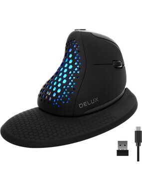 Ergonomic Vertical Wireless Mouse with OLED Screen - Comfortable Grip